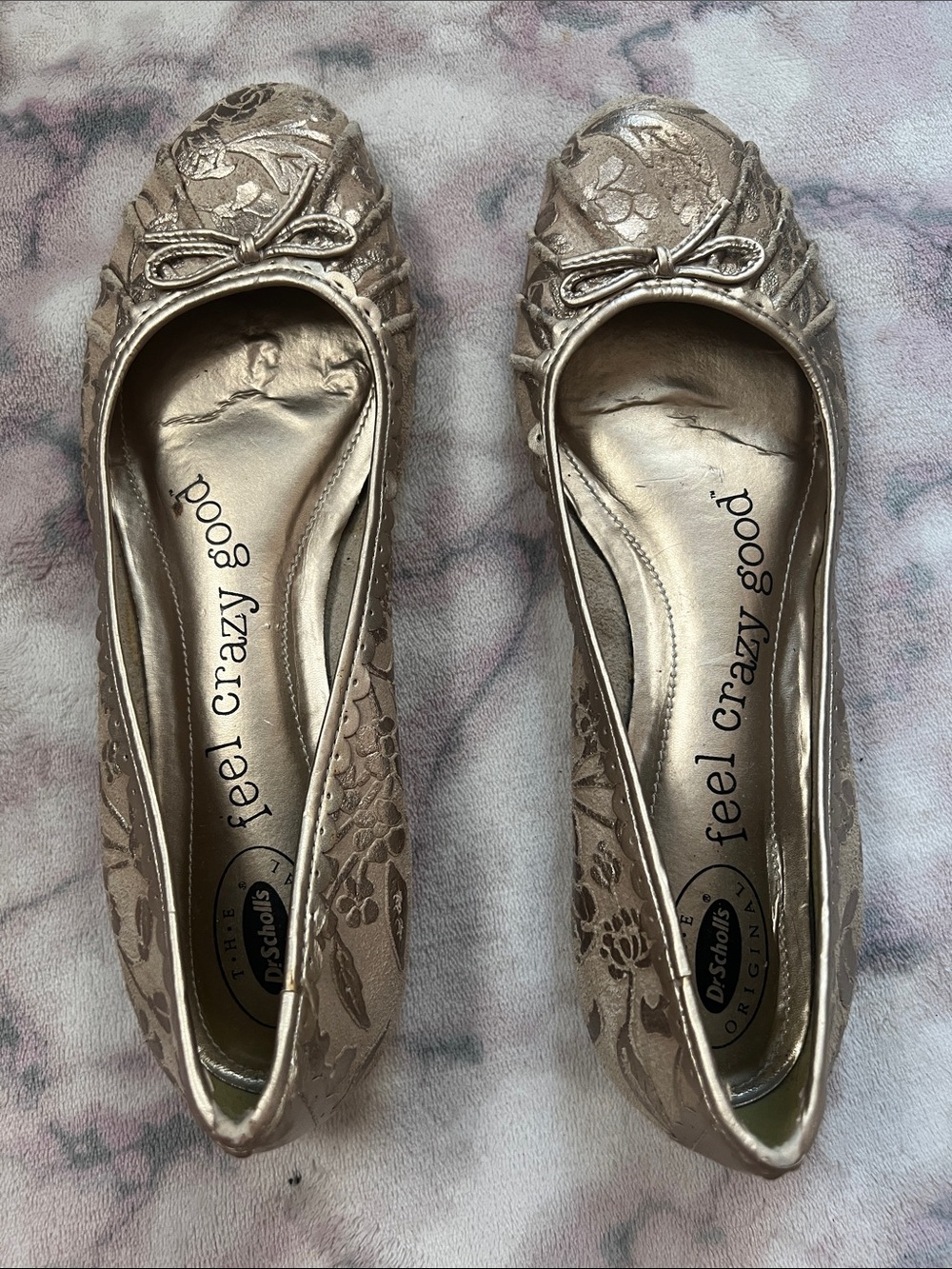 Dr. Scholl's Metallic Gold Floral Ballet Flats